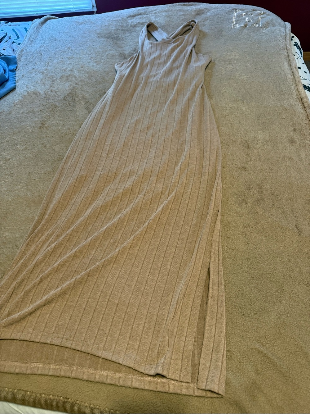 Altard State Sleeveless Ribbed Maxi Dress in Light Beige